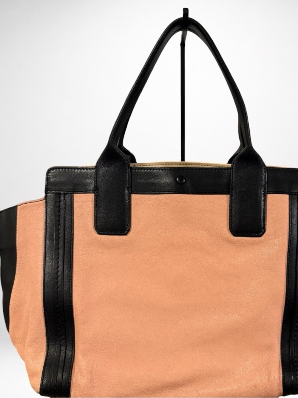 Chloé Alison Authentic East West Leather Tote Bag Blush Pink Black Shoulder Bag - Picture 8 of 15